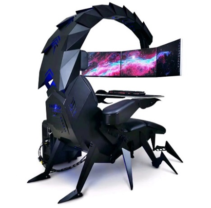 Scorpion Integrated Cockpit Gaming Chair with Adjustable Hanging Monitor