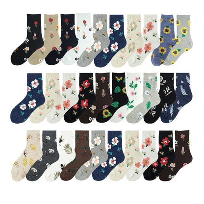 Plant Wind Dandelion Sunflower Flower Cotton Socks Creative Rose Skate Casual Women Streetwear Funny Kawaii Short Happy Socks