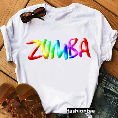 Summer Fashion Zumba Black Tshirt Women'S Clothing Fitness Dance Graphic Tees Shirt Femme Lover Sport Gymnastics T-Shirt Female