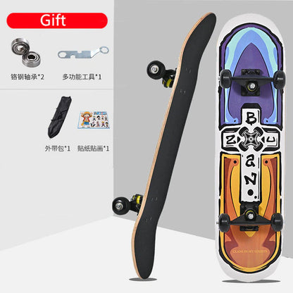 Skateboarders 79Cm/31" Beginner Adult Kids Maple Complete Skate Board Cool Double Rocker Skateboard High Speed Drift Skateboard