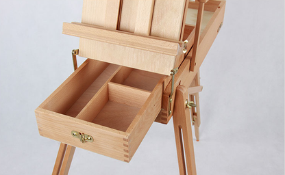 2021 Art Supplier Foldable Portable  Wooden French Style Large Sketchbox Easel With Palette