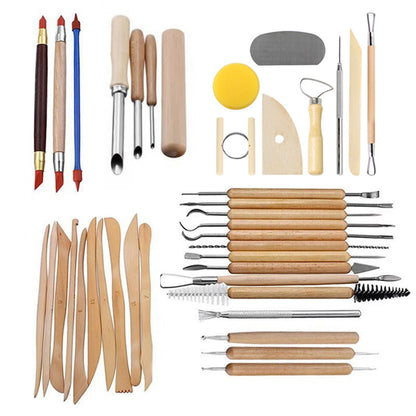 43Pcs Double Sided Ceramic Clay Carving Tool Set With Carrying Case