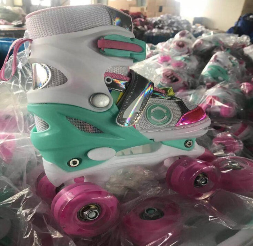 Children'S Full Flash Skates Beginner Practice Double-Row Roller Skates Adjustable Children'S Skates Outdoor Fitness Skates