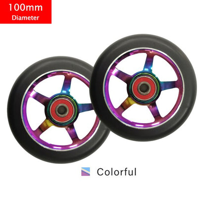 100Mm Scooter Wheels Replacement with Bearings Aluminum Wear-Resistant PU Stunt Scooter Parts Kick Scooter Accessories 2Pcs/Set