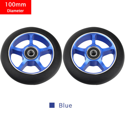 100Mm Scooter Wheels Replacement with Bearings Aluminum Wear-Resistant PU Stunt Scooter Parts Kick Scooter Accessories 2Pcs/Set