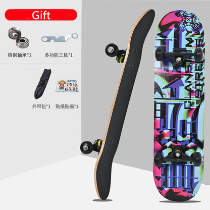 Skateboarders 79Cm/31" Beginner Adult Kids Maple Complete Skate Board Cool Double Rocker Skateboard High Speed Drift Skateboard