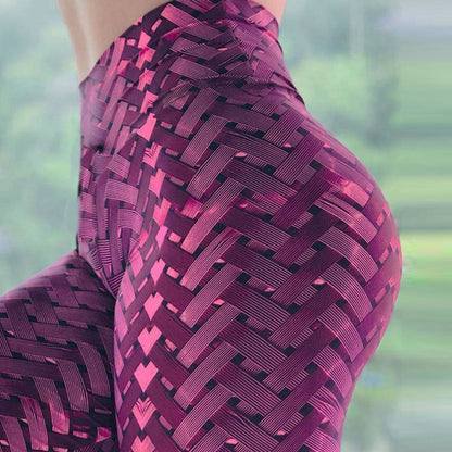 High Waist Designer Crochet Knit Print Push Up Leggings