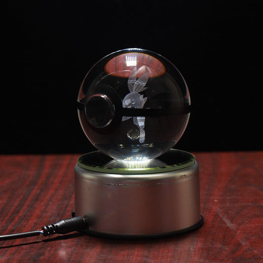 Popullar 80mm 3.15 inch Diameter Crystal Glass Poket Ball with Rotated LED Lamp Base