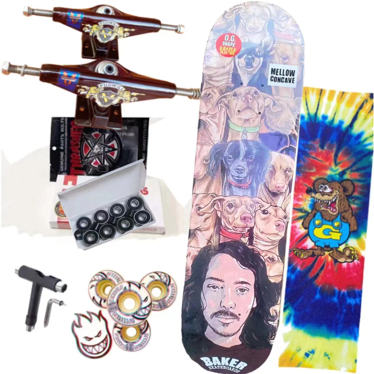 Whole Kit 8Inch Skateboard Santa Cruz Decks Spitfire Skateboard Wheelsthunder Trucks 139 Grizzly Grip Tapes