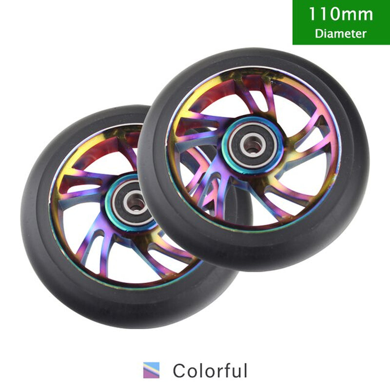 100Mm Scooter Wheels Replacement with Bearings Aluminum Wear-Resistant PU Stunt Scooter Parts Kick Scooter Accessories 2Pcs/Set