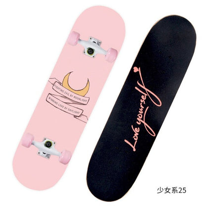 2021 New Pink Series Hot 79*21CM Skateboard Double Vertical Four Wheel Skateboard Skateboard Bamboo Enny Board Long Board Deck