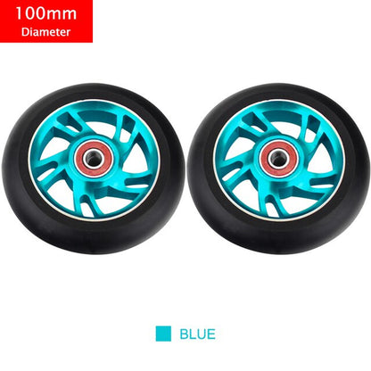 100Mm Scooter Wheels Replacement with Bearings Aluminum Wear-Resistant PU Stunt Scooter Parts Kick Scooter Accessories 2Pcs/Set