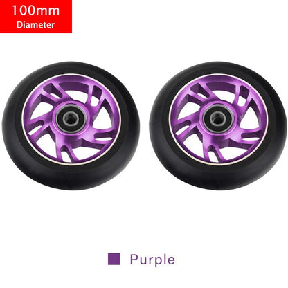 100Mm Scooter Wheels Replacement with Bearings Aluminum Wear-Resistant PU Stunt Scooter Parts Kick Scooter Accessories 2Pcs/Set