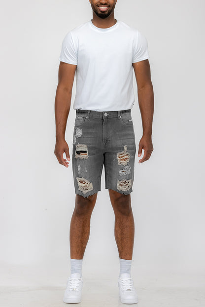 Men's Distressed Denim Shorts