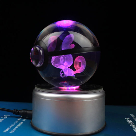 Popullar 80mm 3.15 inch Diameter Crystal Glass Poket Ball with Rotated LED Lamp Base