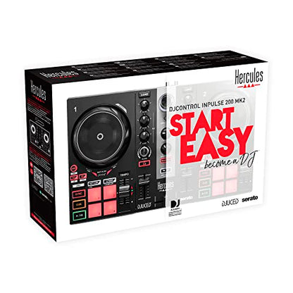 Hercules DJControl Inpulse 200 MK2 – USB DJ controller – 2 decks with 16 pads and built-in sound card – DJ software and tutorials included