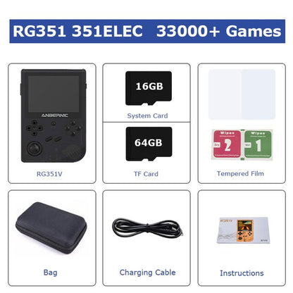 RG351V Handheld Game Console Built-In 50000+ Retro Games for SS/PSP/PS1/N64,351ELEC System Portable Game Player Support WIFI