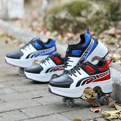Roller Sneakers Men Wheels Roller Women Shoes Deformation Roller Shoes For Children Agloat
