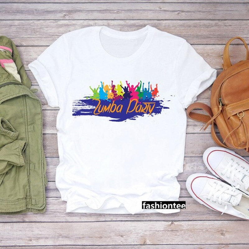 Summer Fashion Zumba Black Tshirt Women'S Clothing Fitness Dance Graphic Tees Shirt Femme Lover Sport Gymnastics T-Shirt Female