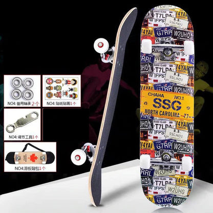 Skateboarders 79Cm/31" Beginner Adult Kids Maple Complete Skate Board Cool Double Rocker Skateboard High Speed Drift Skateboard