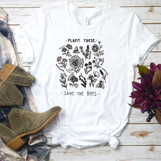 Wild flower graphic T-shirts Women