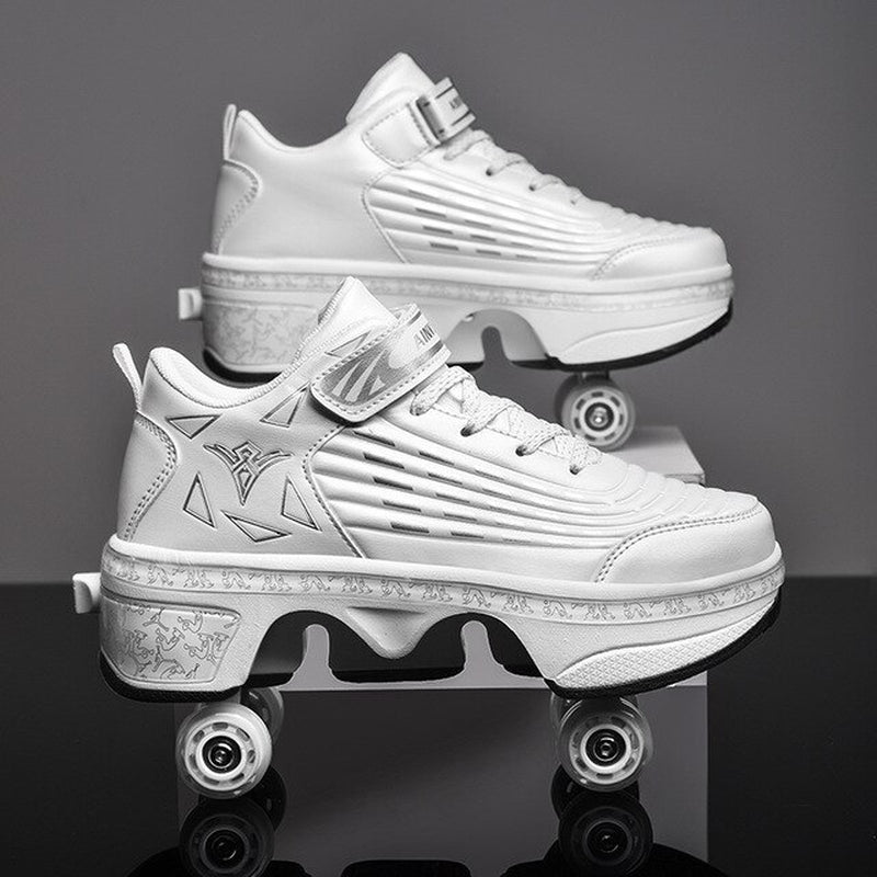 34-43Size Deformation Roller Shoes Sneakers Parkour Wheel Shoes 4 Wheels Rounds of Running Shoes Roller Skates Shoes Sneakers