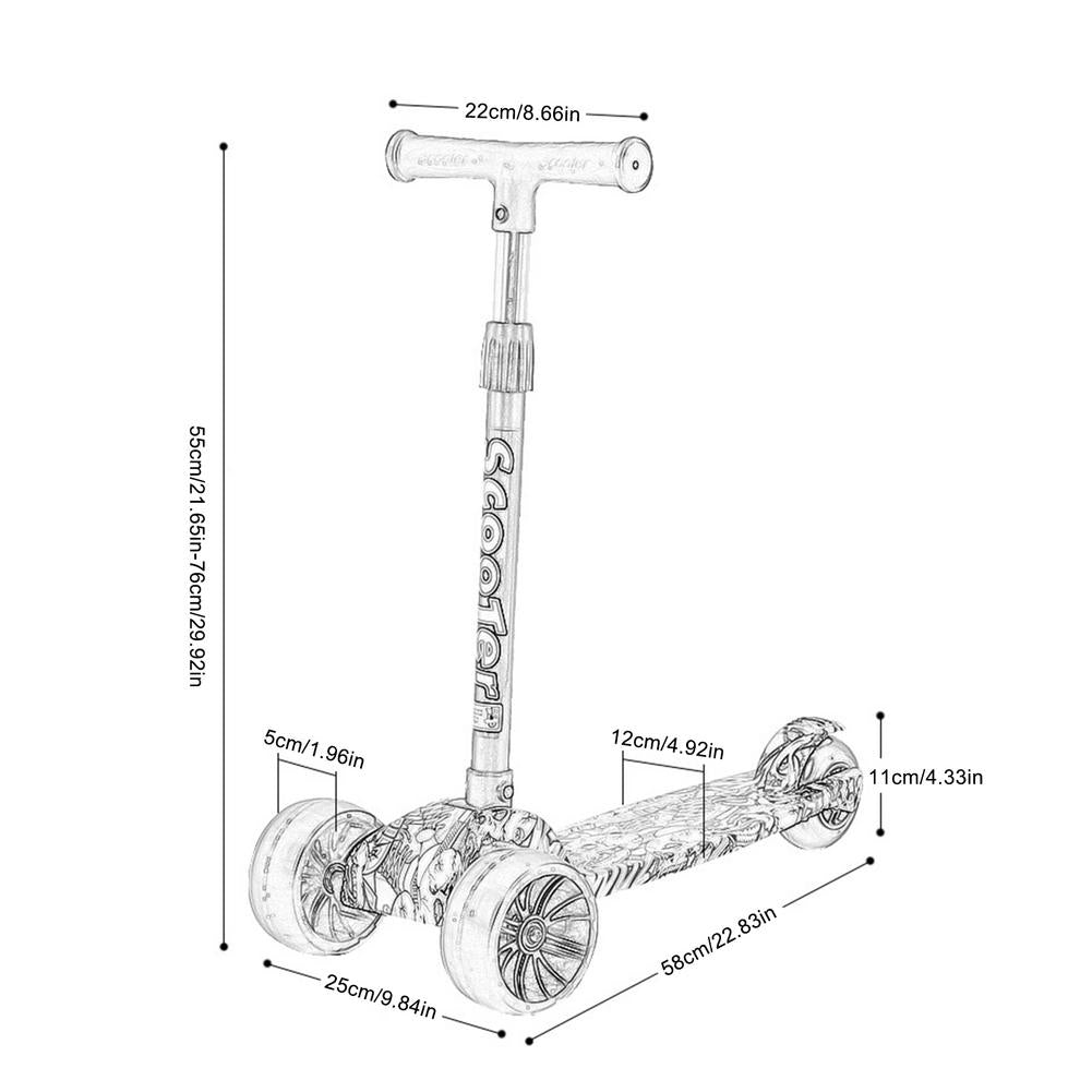 Folding Scooters with 3 Light up Wheel Portable Adjustable Height 5 Levels Widened Pedals Lightweight Scooter for Kids