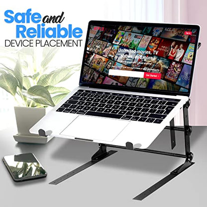 Pyle Portable Dual Laptop Stand - Universal Standing Table with Adjustable Height, Ergonomic Design & Anti-Slip Prongs for DJ Mixer, Sound Equipment, Workstation, Gaming & Home Use - PLPTS38
