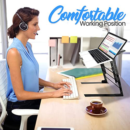 Pyle Portable Dual Laptop Stand - Universal Standing Table with Adjustable Height, Ergonomic Design & Anti-Slip Prongs for DJ Mixer, Sound Equipment, Workstation, Gaming & Home Use - PLPTS38