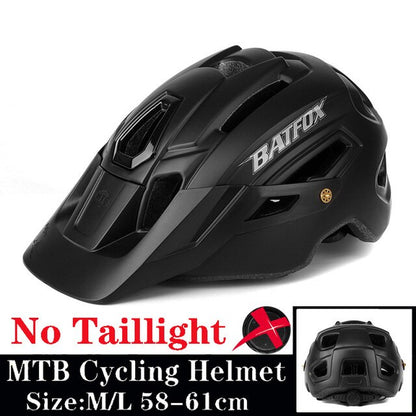 BATFOX Camouflage Mountain Bike Helmet MTB Road Bike Riding Helmet Big Brim Red Taillight Average Size