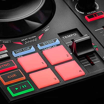 Hercules DJControl Inpulse 200 MK2 – USB DJ controller – 2 decks with 16 pads and built-in sound card – DJ software and tutorials included