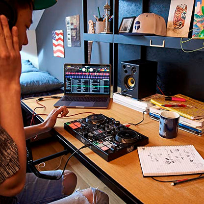 Hercules DJControl Inpulse 200 MK2 – USB DJ controller – 2 decks with 16 pads and built-in sound card – DJ software and tutorials included
