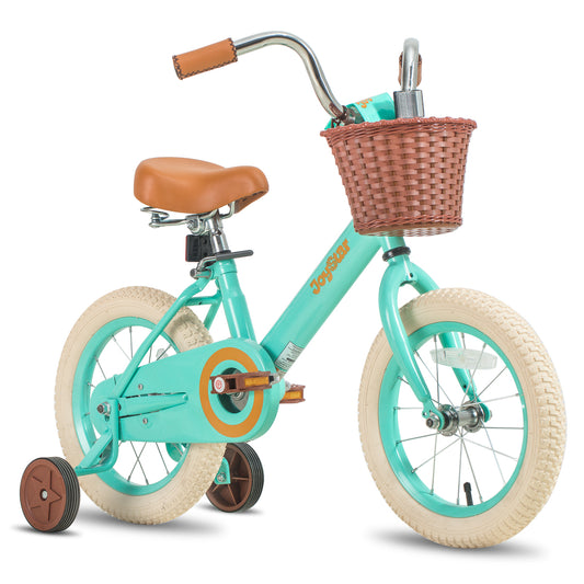 JOYSTAR 12 14 16 18 Inch Kids Bike with Basket and Training Wheels for 2-9 Years Old Girls Boys Bicycle Green Beige Pink