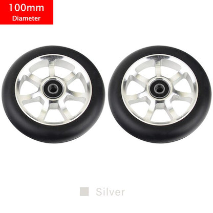 100Mm Scooter Wheels Replacement with Bearings Aluminum Wear-Resistant PU Stunt Scooter Parts Kick Scooter Accessories 2Pcs/Set