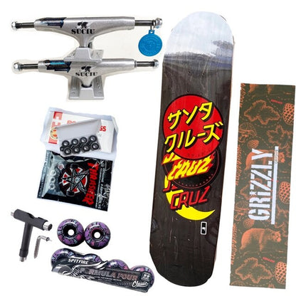 Whole Kit 8Inch Skateboard Santa Cruz Decks Spitfire Skateboard Wheelsthunder Trucks 139 Grizzly Grip Tapes