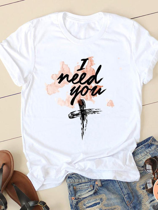 Clothing Summer Letter Printing 2022 Short Sleeve Ladies Casual Women Fashion Graphic Tee T-Shirts Female T Shirt Clothes