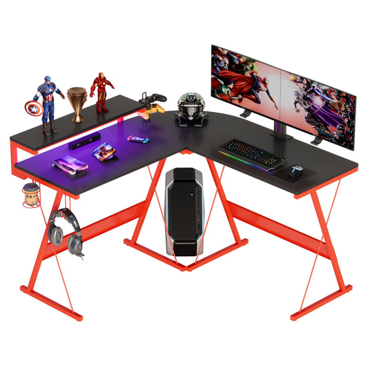 L Shaped With Round Corner Large Monitor Stand Workstation Computer Desk
