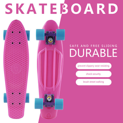 Mini 22 Inch Plastic Fish Board Cruiser Skateboard With Big LED Wheel