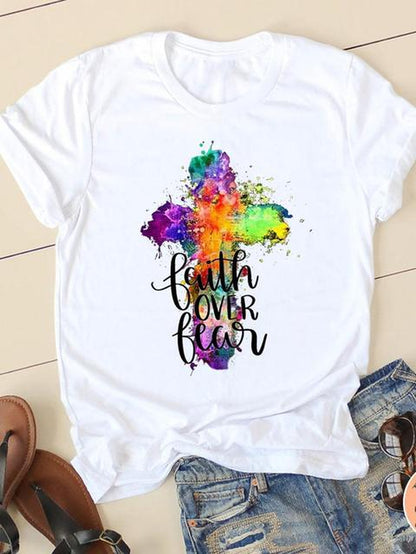 Clothing Summer Letter Printing 2022 Short Sleeve Ladies Casual Women Fashion Graphic Tee T-Shirts Female T Shirt Clothes