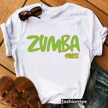 Summer Fashion Zumba Black Tshirt Women'S Clothing Fitness Dance Graphic Tees Shirt Femme Lover Sport Gymnastics T-Shirt Female