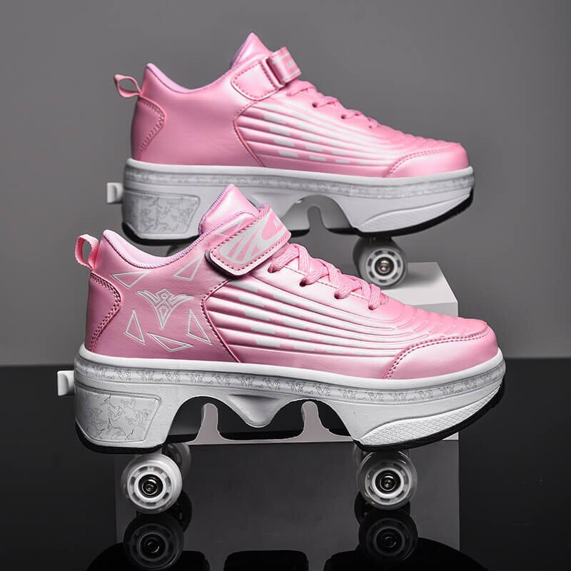 34-43Size Deformation Roller Shoes Sneakers Parkour Wheel Shoes 4 Wheels Rounds of Running Shoes Roller Skates Shoes Sneakers
