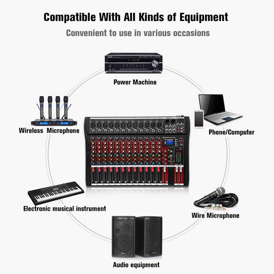 Berani CT-120L 12 Channel Independent Audio Mixer Console for Recording