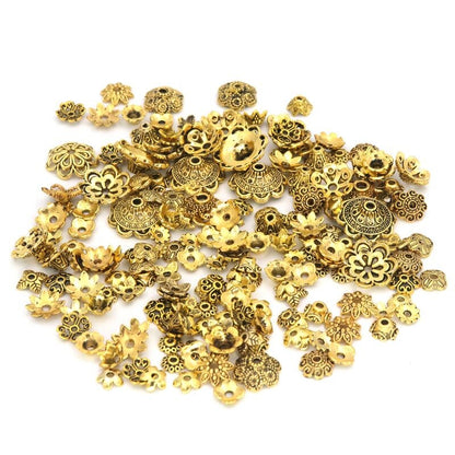 Mixed Tibetan Antique Silver Color Flower Bead End Caps (150pcs)