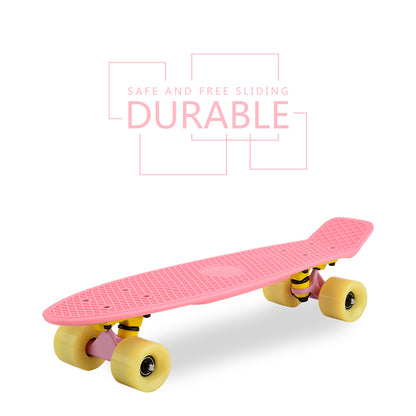 Mini 22 Inch Plastic Fish Board Cruiser Skateboard With Big LED Wheel