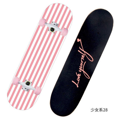 2021 New Pink Series Hot 79*21CM Skateboard Double Vertical Four Wheel Skateboard Skateboard Bamboo Enny Board Long Board Deck