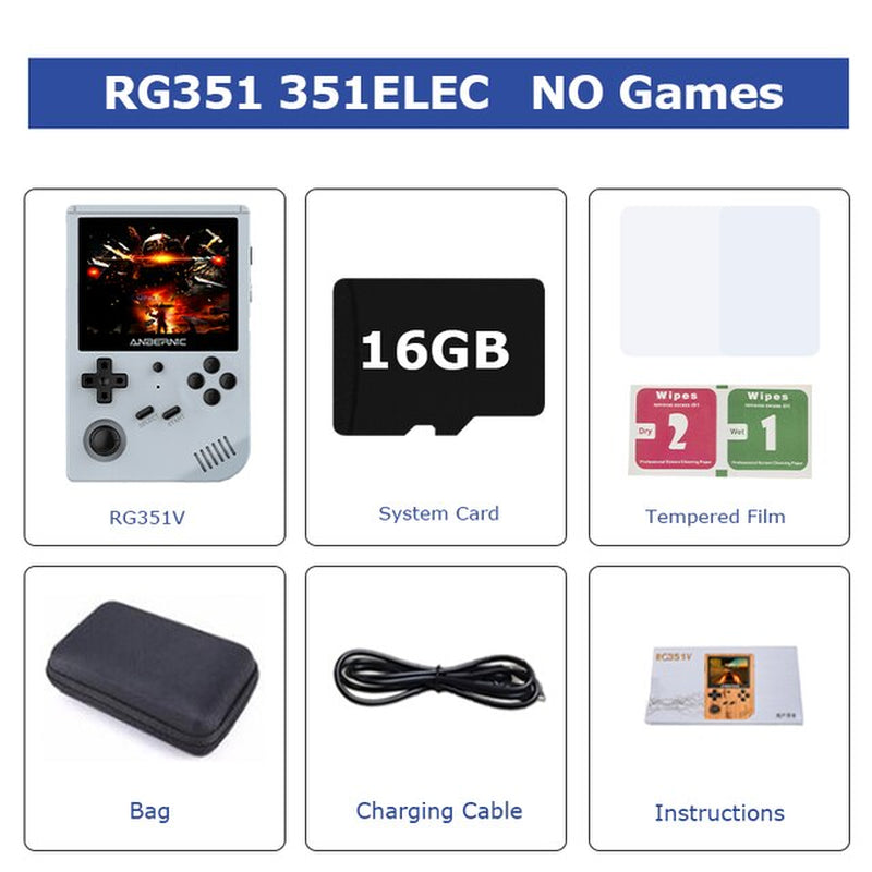RG351V Handheld Game Console Built-In 50000+ Retro Games for SS/PSP/PS1/N64,351ELEC System Portable Game Player Support WIFI
