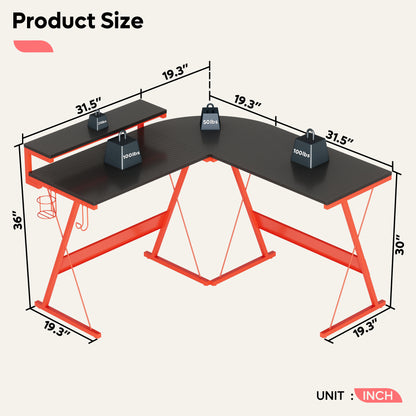 L Shaped With Round Corner Large Monitor Stand Workstation Computer Desk