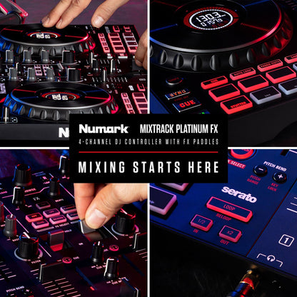 Numark Mixtrack Pro FX – 2 Deck DJ Controller For Serato DJ with DJ Mixer, Built-in Audio Interface, Capacitive Touch Jog Wheels and FX Paddles