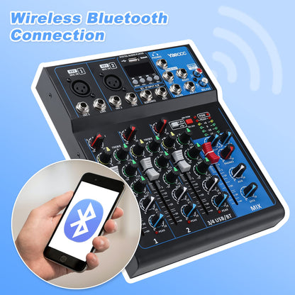 4 Channel Live Studio Stereo Audio Mixer Sound Mixing Mixer Console with USB Interface
