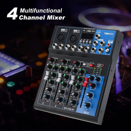 4 Channel Live Studio Stereo Audio Mixer Sound Mixing Mixer Console with USB Interface